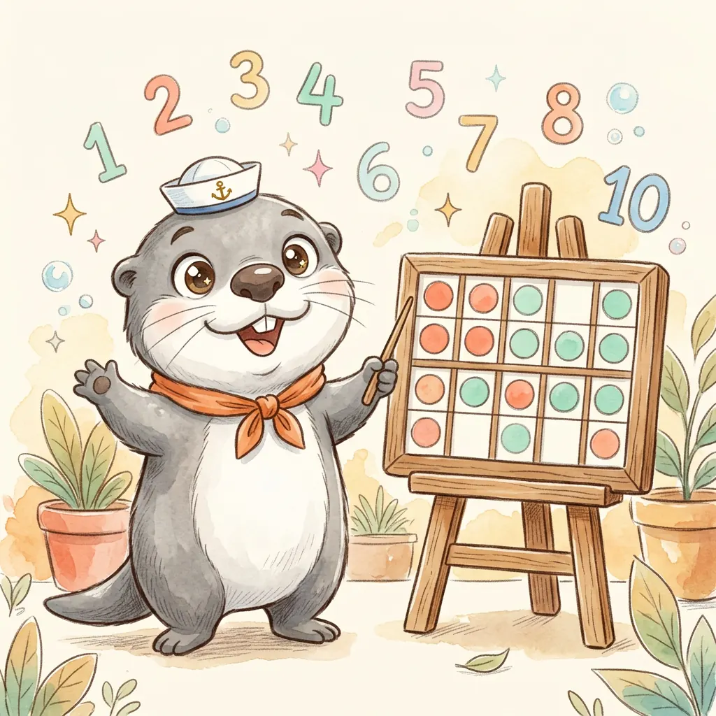 阿獺與孩子一起玩數學練習